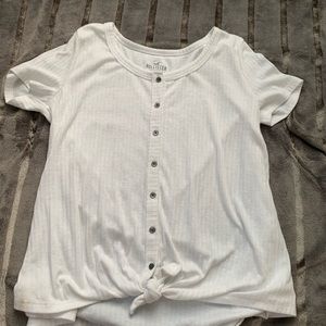 white hollister tie up tee